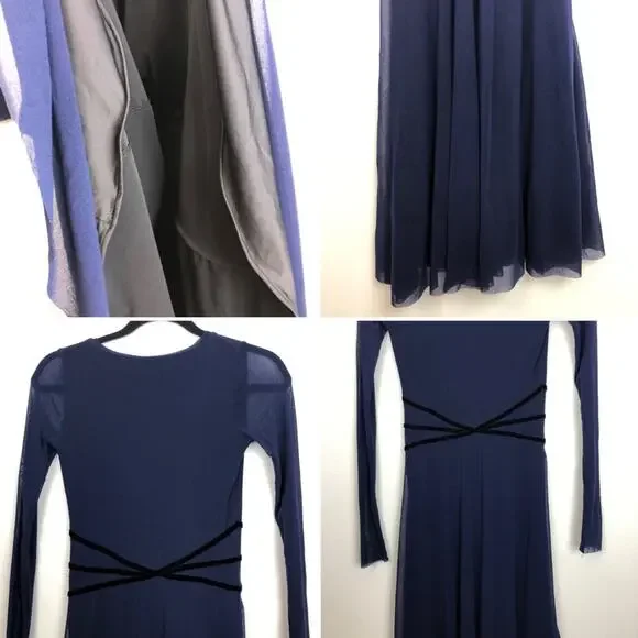 Fuzzi Velvet Long Sleeve Asymmetrical Maxi Dress - Picture 10 of 16